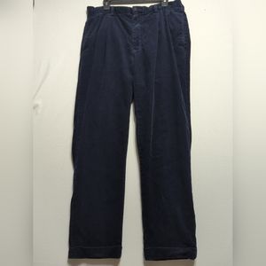 Polo By Ralph Lauren Regular Fit Corduroy Pleated Dress Pant 35x32 Navy Blue 562